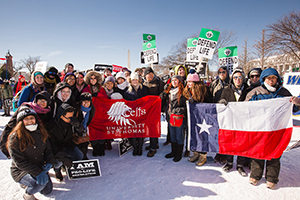 Students from the University of St. Thomas - Houston, brave the cold weather as they march with nearly half a million others from across the country, declaring their pro-life stance. Students from the University of St. Thomas - Houston, brave the cold weather as they march with nearly half a million others from across the country, declaring their pro-life stance.