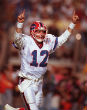 Jim Kelly was quarterback for the Buffalo Bills for 11 seasons. In 2001 the team retired his number 12 jersey. Image of Jim Kelly was quarterback for the Buffalo Bills for 11 seasons. In 2001 the team retired his number 12 jersey.