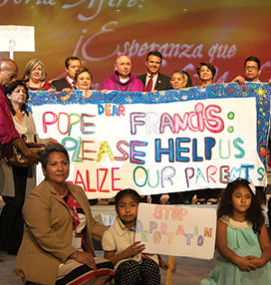 The archbishop recommended the Beatitudes as a path for Christian life, pointing to the examples of the saints as well as modern figures such as César Chavez, the son of immigrants who grew up picking crops in California. The archbishop recommended the Beatitudes as a path for Christian life, pointing to the examples of the saints as well as modern figures such as César Chavez, the son of immigrants who grew up picking crops in California.