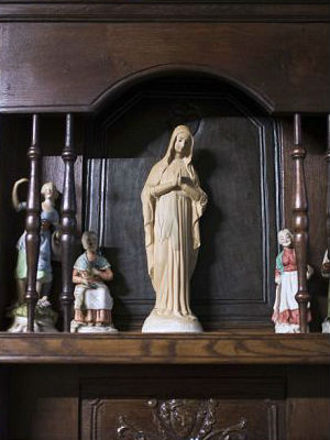 The statue, which is about a foot high, represents the 'Virgin of Banneux,' from the name of a nearby village where a young girl was said to have witnessed an appearance by the Virgin in 1933. The statue, which is about a foot high, represents the 'Virgin of Banneux,' from the name of a nearby village where a young girl was said to have witnessed an appearance by the Virgin in 1933.