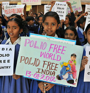 Vaccination remains a problem in the mostly rural Pakistan, but that didn't prevent the neighboring nation of India from declaring no reported cases of polio in three years. Vaccination remains a problem in the mostly rural Pakistan, but that didn't prevent the neighboring nation of India from declaring no reported cases of polio in three years.