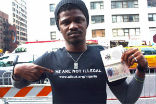 A Nigerian protests his countries laws governing homosexuality. Image of A Nigerian protests his countries laws governing homosexuality.