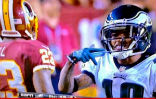 Jackson threw up Crip gang signs during a 2013 game against the Washington Redskins. Image of Jackson threw up Crip gang signs during a 2013 game against the Washington Redskins.