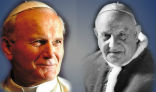 Bl. Pope John Paul II and Bl. Pope John XXIII will be canonized here, live on April 27, at 12:30 a.m. PDT/3:30 a.m. EDT. Image of Bl. Pope John Paul II and Bl. Pope John XXIII will be canonized here, live on April 27, at 12:30 a.m. PDT/3:30 a.m. EDT.