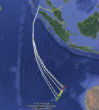 Malaysian authorities released a map showing the potential flight path of Flight 370. Image of Malaysian authorities released a map showing the potential flight path of Flight 370.