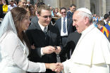 Deanna and Michael with Pope Francis. Image of Deanna and Michael with Pope Francis.