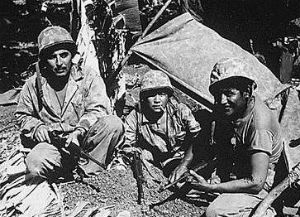 PFC Chester Nez (middle) on Saipan in June, 1944. PFC Chester Nez (middle) on Saipan in June, 1944.