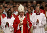 Pope Francis during a mass for the new metropolitan archbishops and the solemnity of Saints Peter and Paul on June 29, 2014 at St Peter's basilica in Vatican. Image of Pope Francis during a mass for the new metropolitan archbishops and the solemnity of Saints Peter and Paul on June 29, 2014 at St Peter's basilica in Vatican.