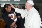 Meriam receives the blessing and the gratitude of the successor of Peter, Francis.- What should be front and center in every Christian news report on this remarkable story is that God intervened on behalf of Meriam and her family. The God whom we profess is real and His power is greater than any regime or any form of opposition. Yes, He used men and women, and even government leaders, to accomplish His deliverance. He often does. But it was His Love and Mercy which broke the shackles of evil. He deserves all the praise. Image of Meriam receives the blessing and the gratitude of the successor of Peter, Francis.- What should be front and center in every Christian news report on this remarkable story is that God intervened on behalf of Meriam and her family. The God whom we profess is real and His power is greater than any regime or any form of opposition. Yes, He used men and women, and even government leaders, to accomplish His deliverance. He often does. But it was His Love and Mercy which broke the shackles of evil. He deserves all the praise.