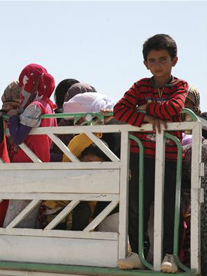 Tens of thousands of people fled as ISIS seized control of the town and district of Sinjar west of Mosul at the weekend. Tens of thousands of people fled as ISIS seized control of the town and district of Sinjar west of Mosul at the weekend.