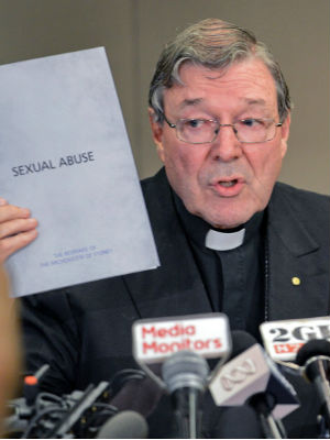 Speaking at the Royal Commission into Institutional Responses to Child Sexual Abuse, Cardinal Pell said it would not be appropriate for legal culpability to be 'foisted' on church leaders, he drew an analogy between the Catholic Church and a trucking company. Speaking at the Royal Commission into Institutional Responses to Child Sexual Abuse, Cardinal Pell said it would not be appropriate for legal culpability to be 'foisted' on church leaders, he drew an analogy between the Catholic Church and a trucking company.