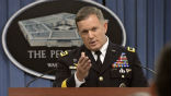 Lt. General William Mayville, discussing the U.S. airstrikes against Islamic State forces in Iraq and Syria. Image of Lt. General William Mayville, discussing the U.S. airstrikes against Islamic State forces in Iraq and Syria.