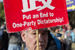A protesters during marches against Chinese interference in Hong Kong, which is supposed to remain autonomous par the treaty signed before the 1997 handover between Great Britain and China. Image of A protesters during marches against Chinese interference in Hong Kong, which is supposed to remain autonomous par the treaty signed before the 1997 handover between Great Britain and China.