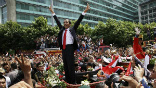 Indonesia's new president, Joko Widodo, during his inaugural parade. Image of Indonesia's new president, Joko Widodo, during his inaugural parade.
