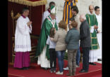Pope Francis with family during Mass. Image of Pope Francis with family during Mass.