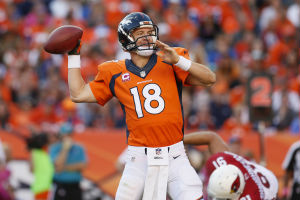 Peyton Manning broke the NFL's record for career touchdown passes, with 509, during the October 19 game against the 49ers. Peyton Manning broke the NFL's record for career touchdown passes, with 509, during the October 19 game against the 49ers.