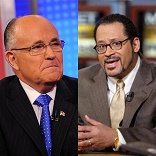 Former New York City Mayor Rudy Giuliani and Georgetown Sociology Professor and media commentator Dr. Michael Eric Dyson Image of Former New York City Mayor Rudy Giuliani and Georgetown Sociology Professor and media commentator Dr. Michael Eric Dyson