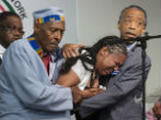 Eric Garner's wife, Esaw, during a press conference. Image of Eric Garner's wife, Esaw, during a press conference.