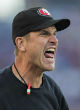 Jim Harbaugh is well known for his excitability on the field, though with his record with the 49ers prior to this season it could be excused because of his successes. Image of Jim Harbaugh is well known for his excitability on the field, though with his record with the 49ers prior to this season it could be excused because of his successes.