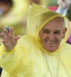 Pope Francis wore a rain poncho during much of his time in Manila, and left early to avoid an incoming tropic storm. Image of Pope Francis wore a rain poncho during much of his time in Manila, and left early to avoid an incoming tropic storm.