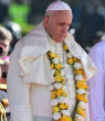 Pope Francis arrived at Colombo airport, and was met with large crowds and even decorated elephants. Image of Pope Francis arrived at Colombo airport, and was met with large crowds and even decorated elephants.