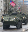 A U.S. Army armored personal carrier during a military parade in Estonia to mark the nation's independence day. Image of A U.S. Army armored personal carrier during a military parade in Estonia to mark the nation's independence day.