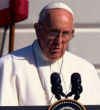 Pope Francis speaks directly at American bishops. Image of Pope Francis speaks directly at American bishops.