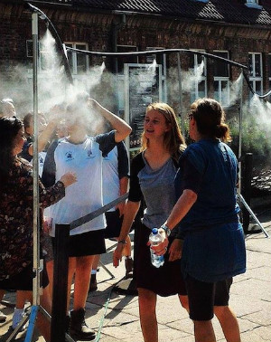 Shocking water misters at entrance of Auschwitz museum remind guests of
