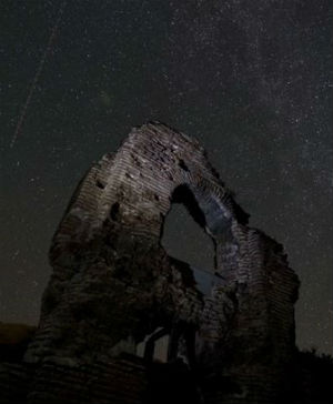 Long exposure image in Bulgarian sky over the remains of Elenska basilica (Nikolay Doychinov/AFP/Getty Images). Long exposure image in Bulgarian sky over the remains of Elenska basilica (Nikolay Doychinov/AFP/Getty Images).