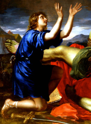 A painted image of David and Goliath A painted image of David and Goliath