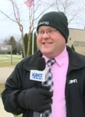 News reporter stops mid-broadcast to call 911 on bank robber suspect (YouTube). News reporter stops mid-broadcast to call 911 on bank robber suspect (YouTube).