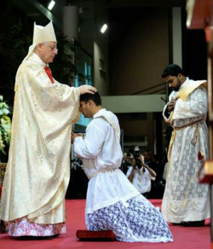 Catholics in Southern Arabia last week gathered in Abu Dhabi to celebrate the ordination of two Capuchin Franciscan priests by Bishop Paul Hinder, Vicar Apostolic of Southern Arabia. Catholics in Southern Arabia last week gathered in Abu Dhabi to celebrate the ordination of two Capuchin Franciscan priests by Bishop Paul Hinder, Vicar Apostolic of Southern Arabia.