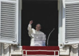 Pope Francis waves to faithful gathered in St. Peter's Square on the
occasion of the Angelus noon prayer at the Vatican. Image of Pope Francis waves to faithful gathered in St. Peter's Square on the
occasion of the Angelus noon prayer at the Vatican.