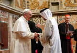 Pope Francis refuses to label all Muslims. Image of Pope Francis refuses to label all Muslims.