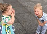 The adorable children kept bursting into laughter. Image of The adorable children kept bursting into laughter.