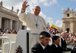 Pope Francis names seven new saints. Image of Pope Francis names seven new saints.