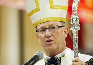 Bishop James Conley is against advertisements claiming he supports the death penalty. Image of Bishop James Conley is against advertisements claiming he supports the death penalty.