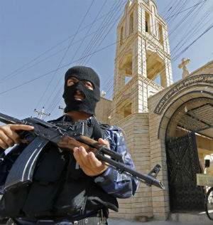 ISIS terrorists take over a Christian church in Mosul. ISIS terrorists take over a Christian church in Mosul.