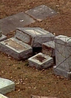 A Jewish cemetery was vandalized in University City, MO. A Jewish cemetery was vandalized in University City, MO.