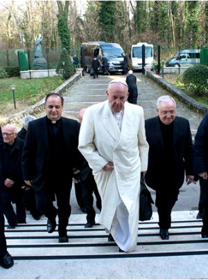 Pope Francis has returned after a week away in his Lenten retreat. Pope Francis has returned after a week away in his Lenten retreat.