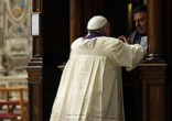 Pope Francis goes to Confession. Image of Pope Francis goes to Confession.