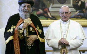 Pope Francis will meet with Pope Tawadros II of Alexandria. Pope Francis will meet with Pope Tawadros II of Alexandria.