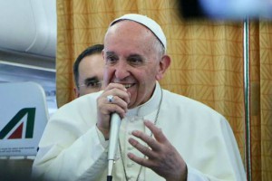 Pope Francis aboard the papal plane (Ed Pentin/EWTN News). Pope Francis aboard the papal plane (Ed Pentin/EWTN News).