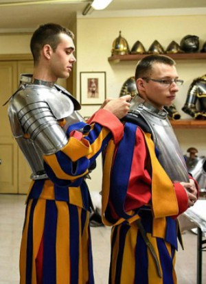 The guards commemorate the 147 Swiss Guards who died while protecting Pope Clement VII during the 1427 Sack of Rome (EPA). The guards commemorate the 147 Swiss Guards who died while protecting Pope Clement VII during the 1427 Sack of Rome (EPA).