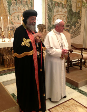 Pope Francis and Tawadros II release a joint statement. Pope Francis and Tawadros II release a joint statement.