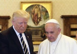 Pope Francis and President Trump exchanged a series of gifts during their first meeting. Image of Pope Francis and President Trump exchanged a series of gifts during their first meeting.