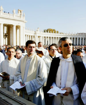 'If there are no young men there can be no priests,' the Pope said. 'If there are no young men there can be no priests,' the Pope said.