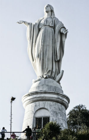 The Virgin Mary statue in Santiago, Chile. The Virgin Mary statue in Santiago, Chile.