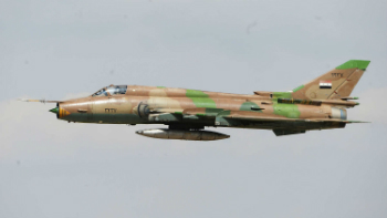 A picture of a Syrian Su-22 (NATO codename 'FITTER') fighter-bomber. Jets such as these are used to bomb ground targets. A picture of a Syrian Su-22 (NATO codename 'FITTER') fighter-bomber. Jets such as these are used to bomb ground targets.