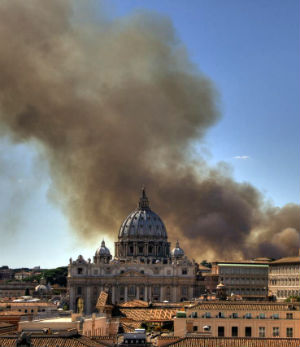 Images showing smoke floating around the Vatican sparked fear of a terror attack on Pope Francis. Images showing smoke floating around the Vatican sparked fear of a terror attack on Pope Francis.